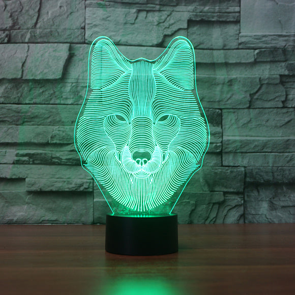 FS-3242 Animals Wolf 3D Night Light Touch Table Desk Lamps, FULLSU 7 Color Changing Lights 3d led lamp